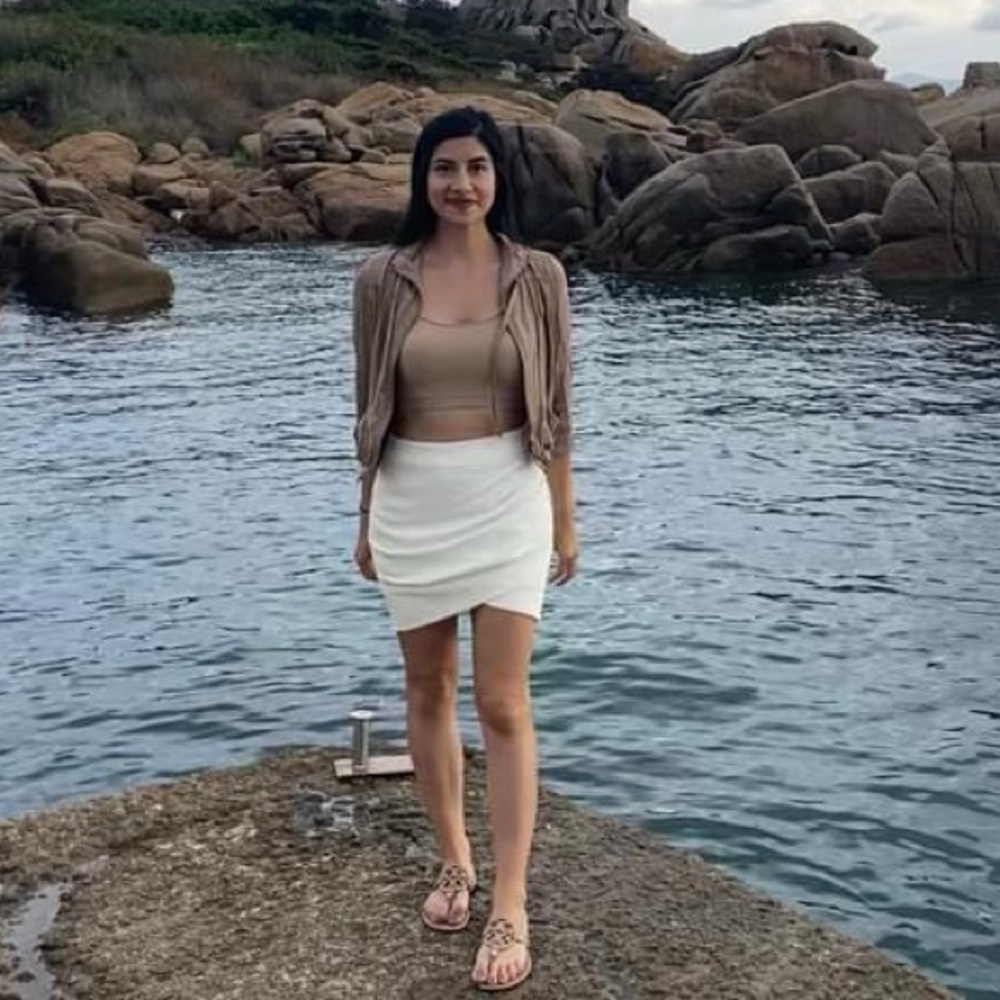 Forever 21 white cross-over skirt